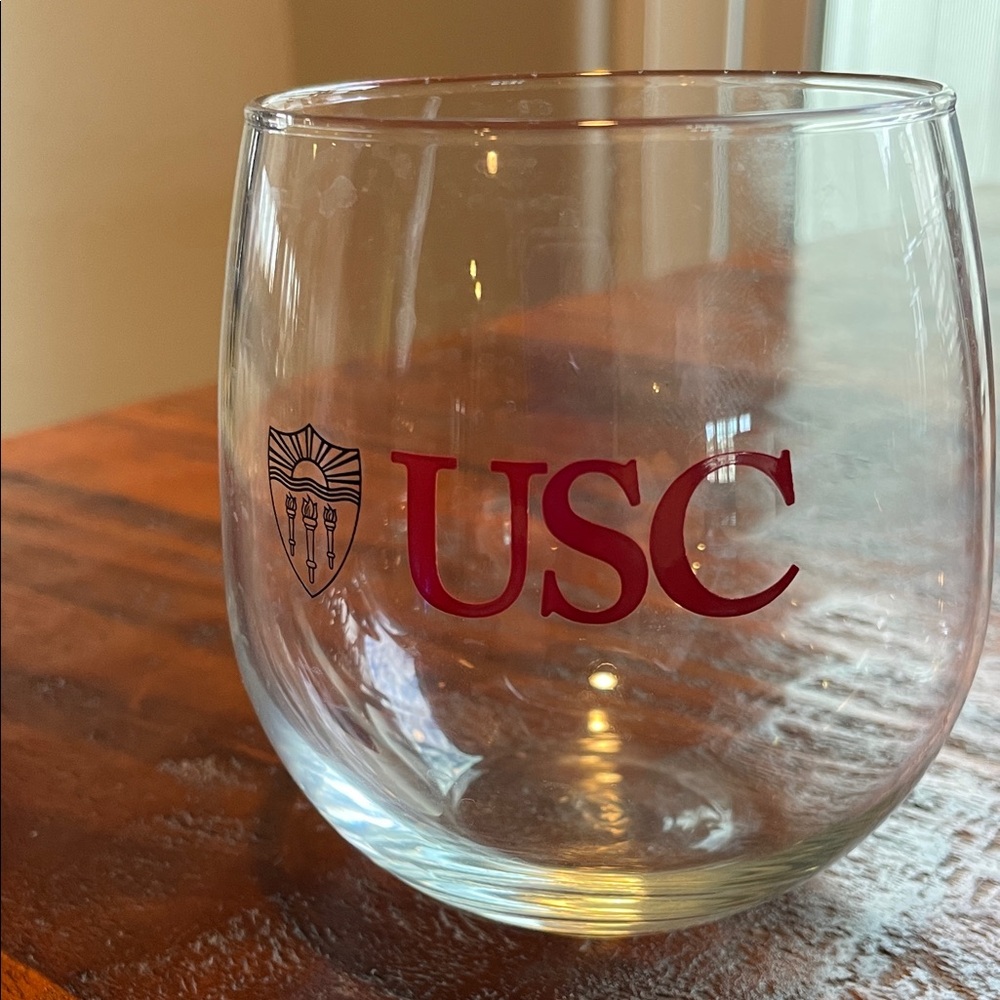 Set of 2 USC Logo Stemless Wine Glasses